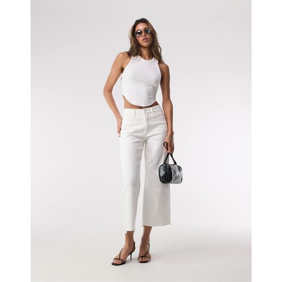 Good American good waist cropped palazzo jeans in white NEW NWT - Picture 1 of 8